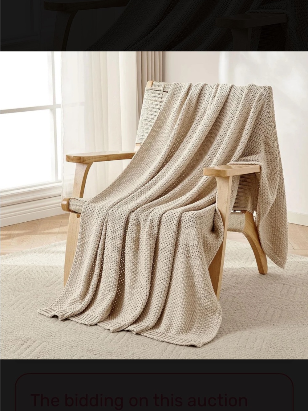 Textured Knit Throw Blanket in Cream - Lightweight Comfort
